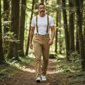Frontier Classics Pants Mens 40 X 36 Khaki Trousers With Suspenders Texas Brand
